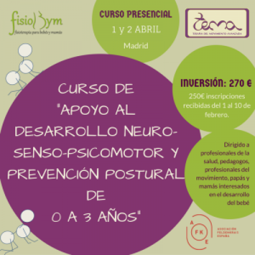 CURSO DE ACOMPAÑAMIENTO DEL DESARROLLO PSICOMOTOR, SENSORIAL Y POSTURAL DEL BEBÉ DE 0 A 3 AÑOS PARA PEDAGOGOS DEL MOVIMIENTO CURSO DE ACOMPAÑAMIENTO DEL DESARROLLO PSICOMOTOR, SENSORIAL Y POSTURAL DEL BEBÉ DE 0 A 3 AÑOS PARA PEDAGOGOS DEL MOVIMIENTO